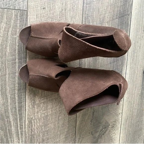 Pedro Garcia Brown Suede Leather High Heel Open Toe Booties Size 41.5